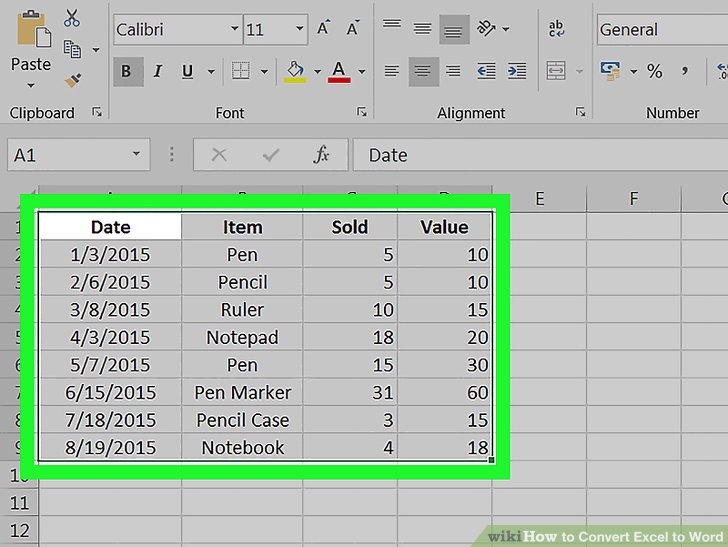 How to convert an excel spreadsheet into word for mac word